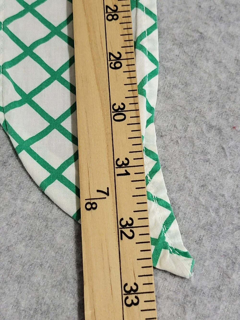 Vintage Handmade Half Apron Fruit Band Green White Grid MCM Kitsch Cottagecore